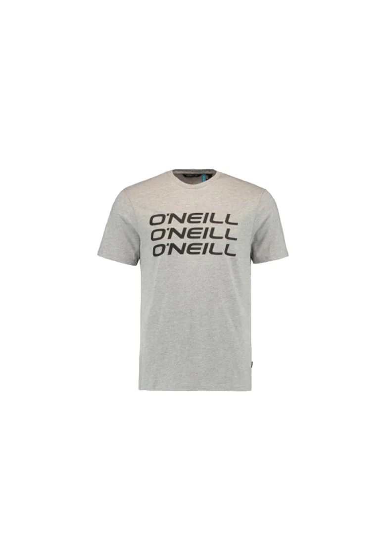 Tricou regular fit cu imprimeu logo Triple, Gri