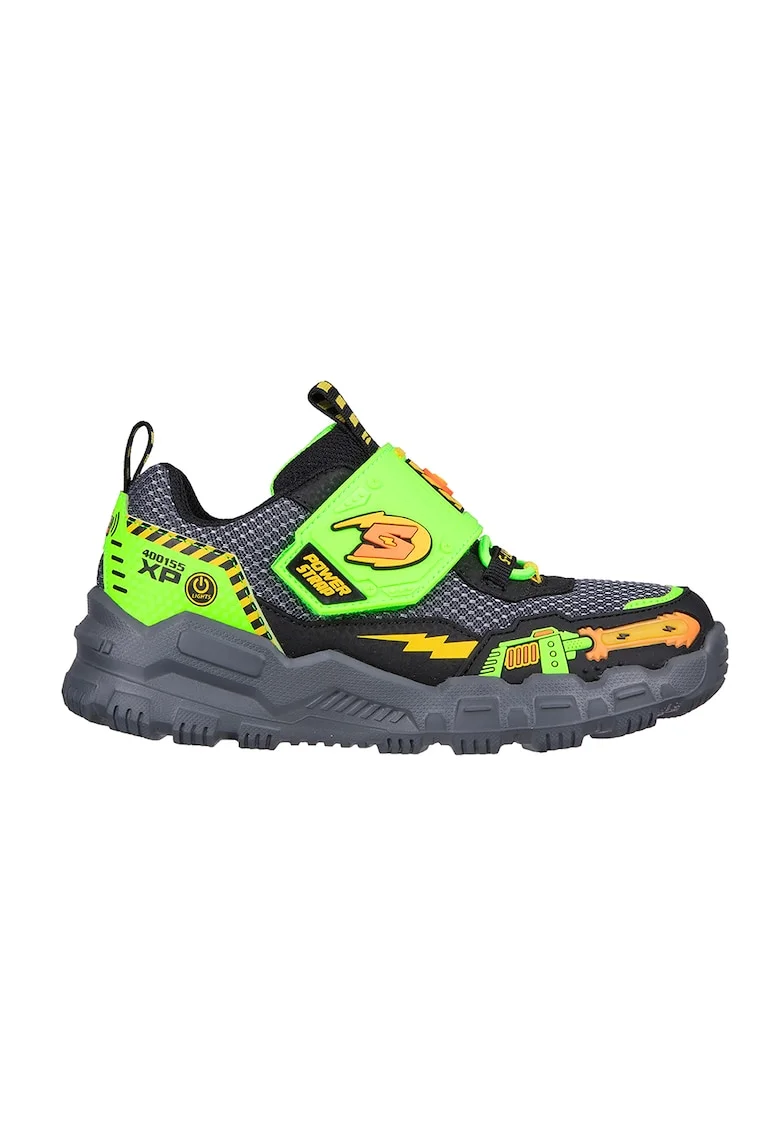 Pantofi sport cu LED-uri Adventure Track-Soun, Negru/Portocaliu/Verde lime