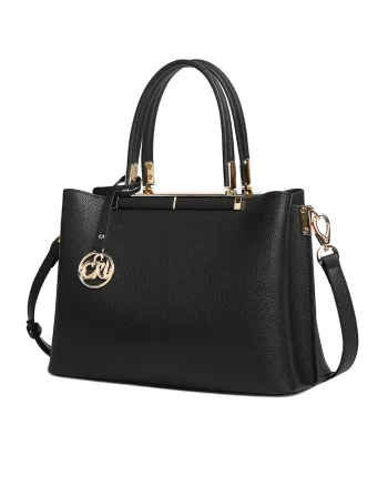 Geanta tote de piele cu bareta detasabila Olive, Negru