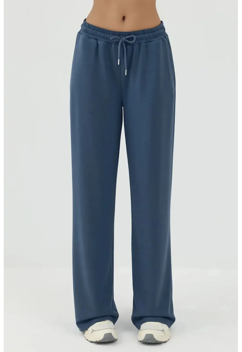 Pantaloni dama,  Textil, Albastru inchis, Albastru