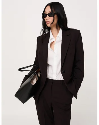 Sacou slim-fit cu model uni, Negru