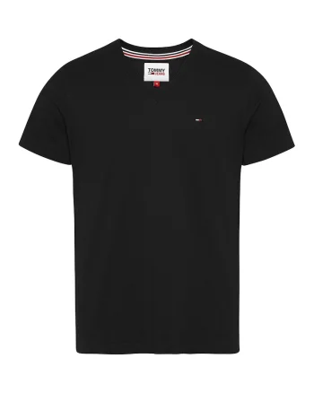 Tricou de bumbac organic cu decolteu in V, Negru