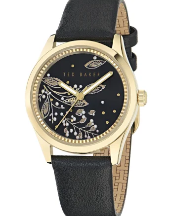 Ceas din otel inoxidabil cu curea din piele Colly - 34 MM, Negru