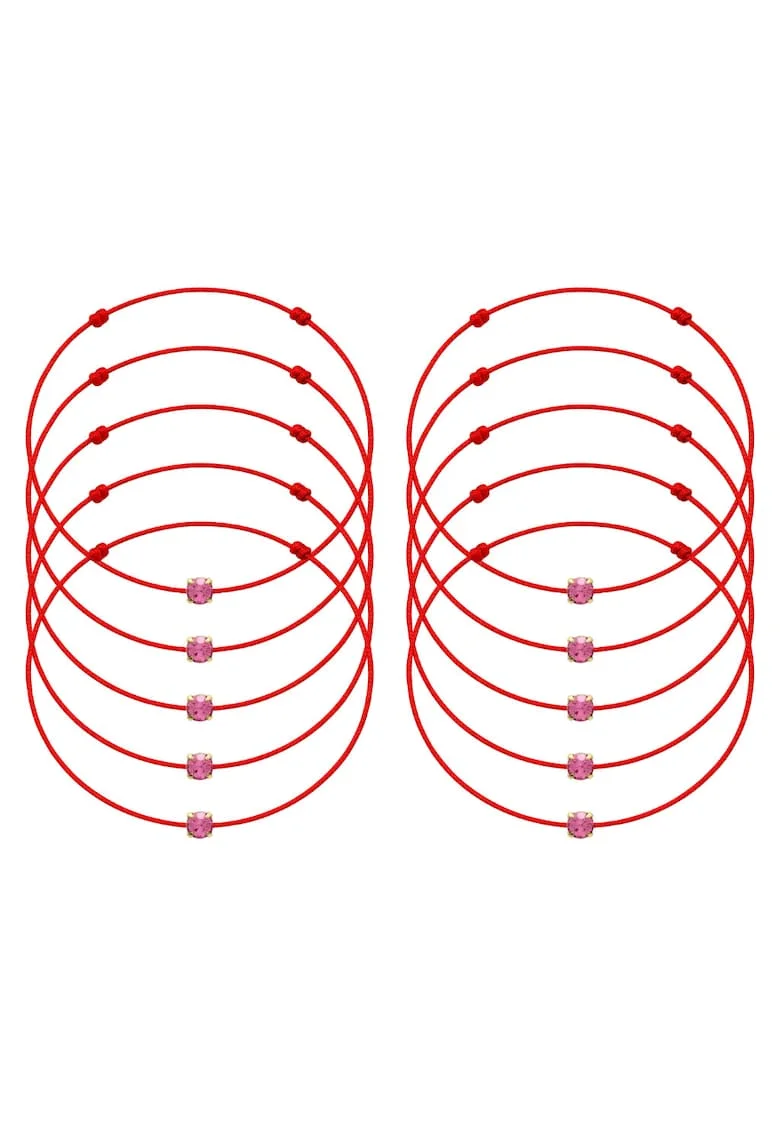 Set de bratari martisor cu cristal Preciosa - 10 bucati, Roz