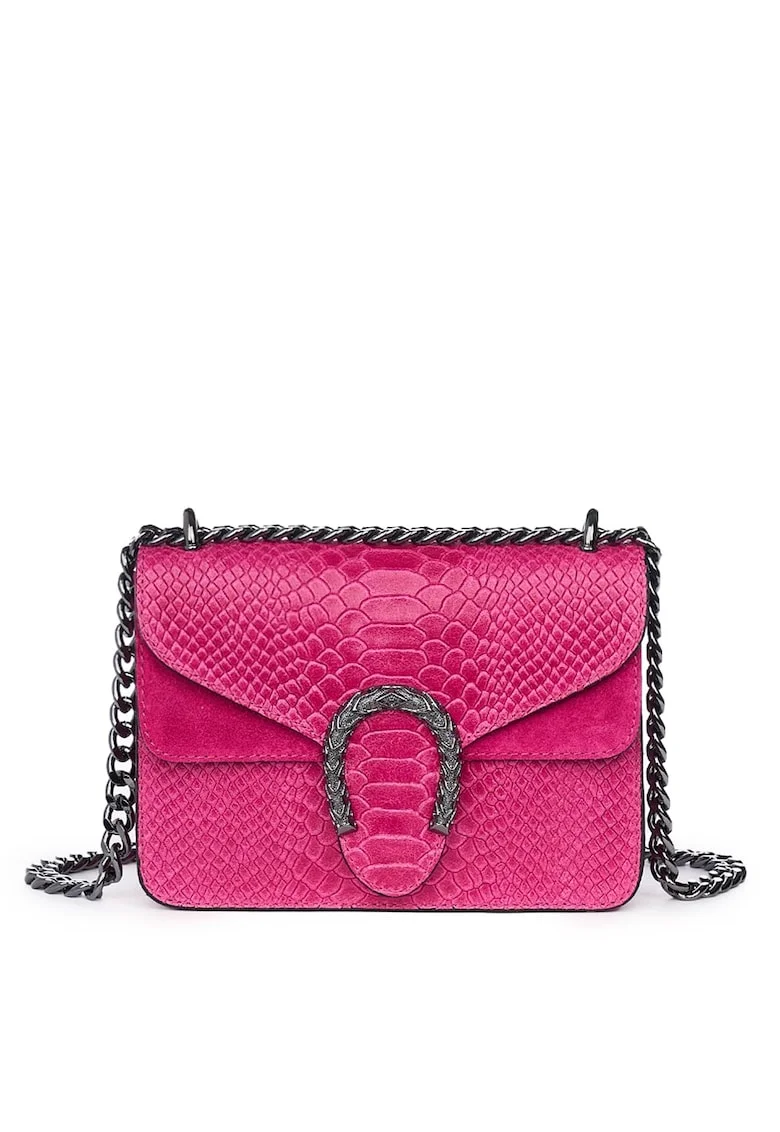 Poseta dama Dalia Piele naturala, Fucsia, 15x20cm