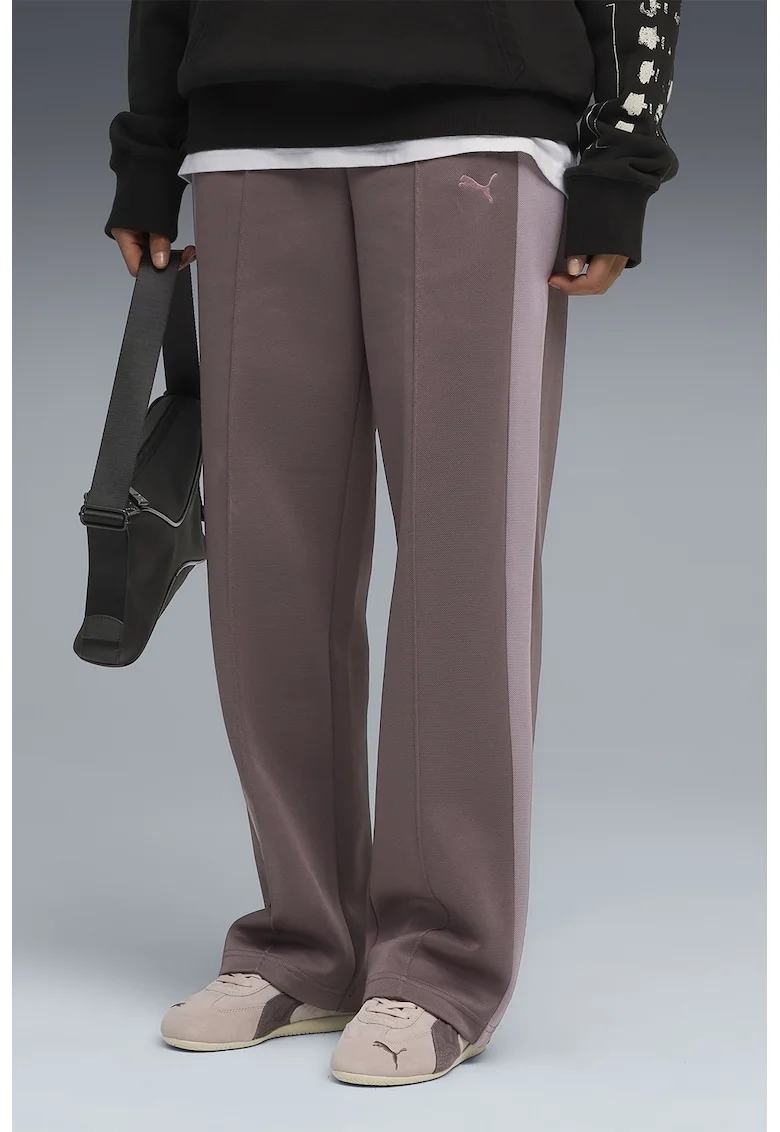 Pantaloni de trening drepti T7 Always On, Roz somon/Roz inchis