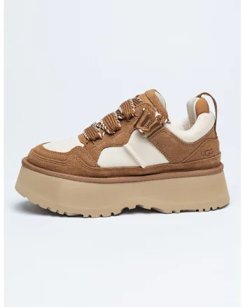 Pantofi sport din piele intoarsa si material textil cu talpa demi-wedge Astromel, Alb/Maro