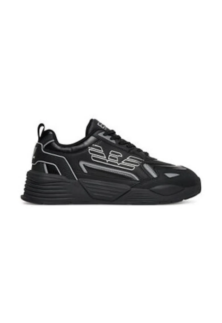 Tenisi  Emporio Armani piele ecologica, Alb/Negru