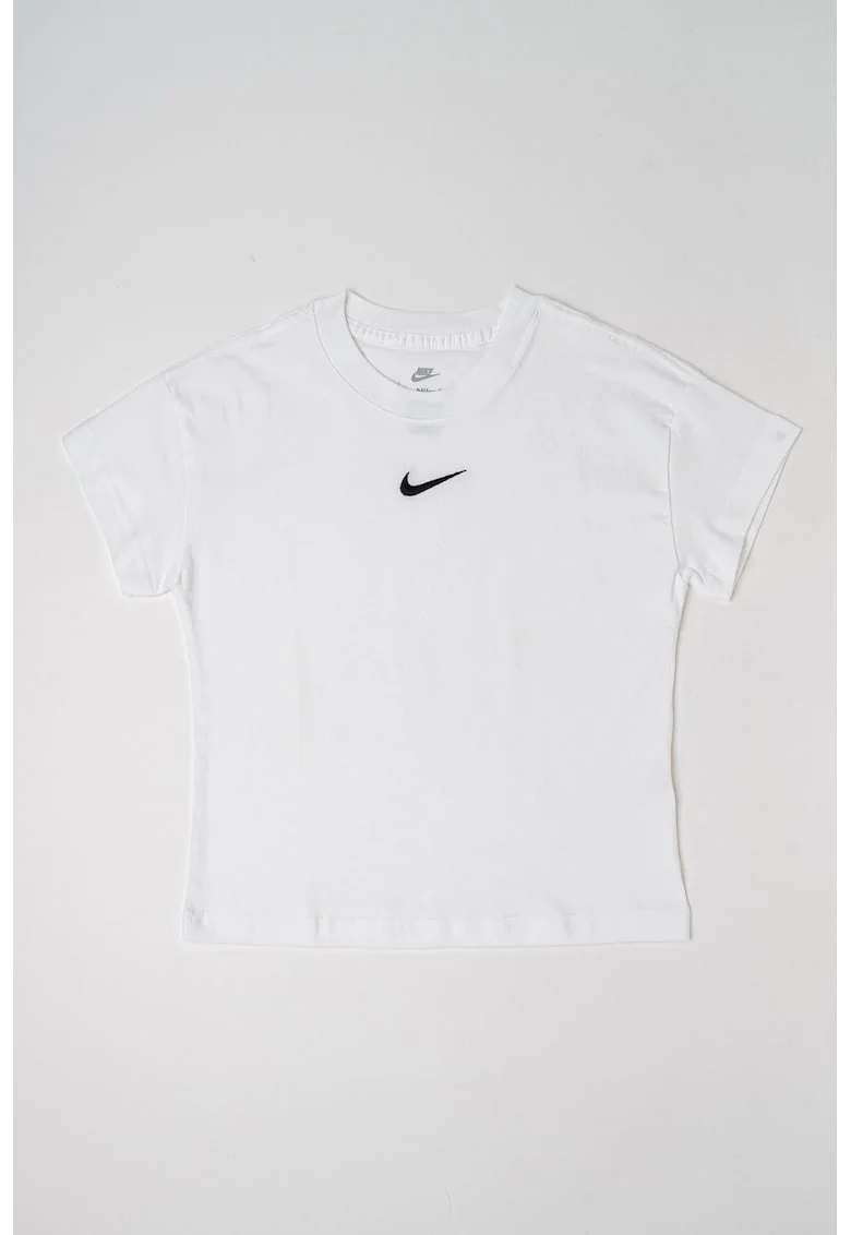 Tricou din bumbac cu detaliu logo, Negru/Alb optic