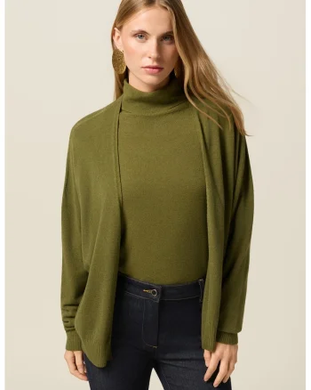Cardigan lejer fara inchidere, Verde feriga