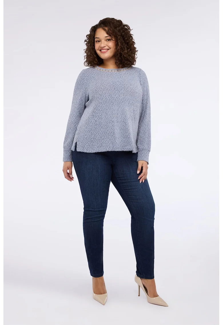Bluza cu detaliu lant pe decolteu, Albastru deschis