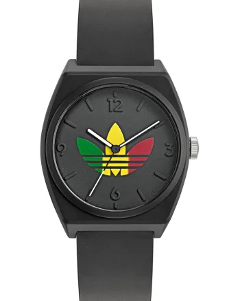 Ceas quartz unisex cu curea din rasina, Argintiu/Negru