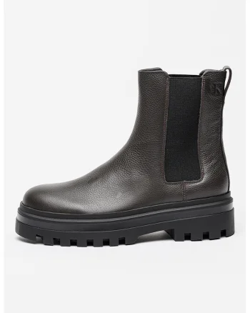 Ghete Chelsea de piele, Maro inchis/Negru