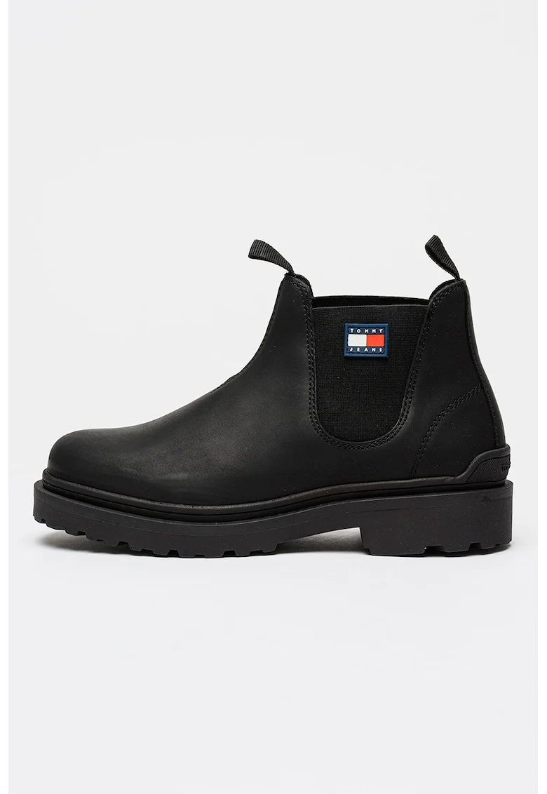 Ghete Chelsea din piele, Negru