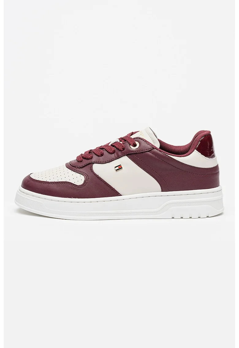 Pantofi sport din piele Sporty, Alb/Visiniu