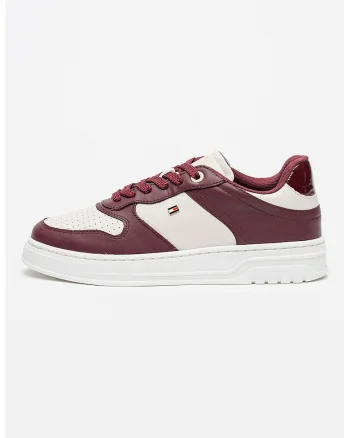 Pantofi sport din piele Sporty, Alb/Visiniu