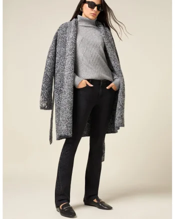 Blugi slim-fit cu aplicatii din strasuri, Negru