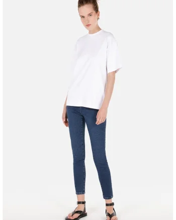 Blugi skinny cu talie inalta, Albastru royal