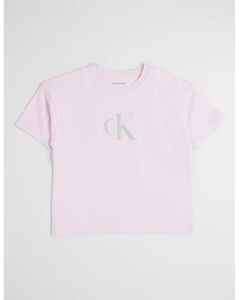 Tricou cu decolteu la baza gatului si imprimeu logo, Roz deschis