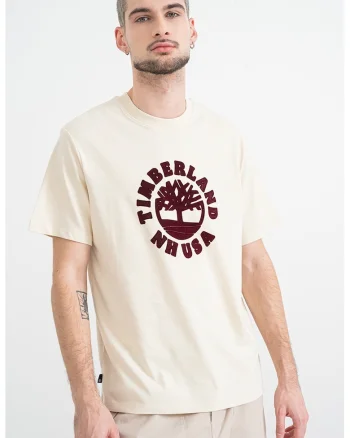 Tricou cu decolteu la baza gatului si logo texturat, Visiniu/Bej deschis