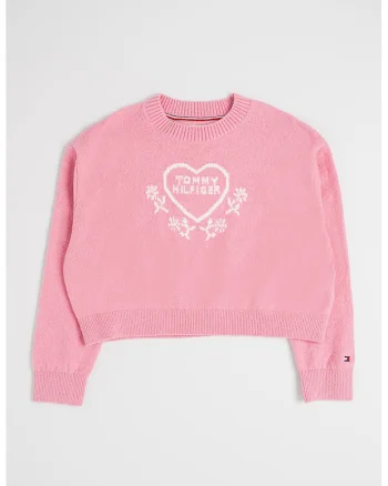 Pulover cu logo brodat, Roz deschis