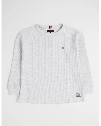 Bluza din amestec de bumbac organic cu model texturat, Alb