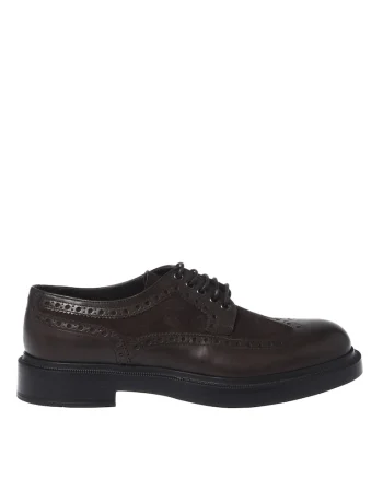 Pantofi brogue din piele si piele intoarsa, Maro