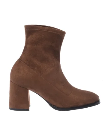 Botine din piele intoarsa ecologica, Maro