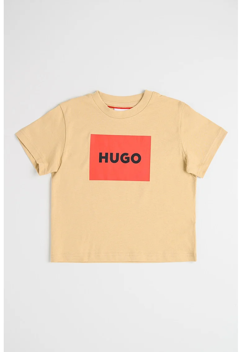 Tricou de bumbac cu imprimeu logo, Rosu/Bej