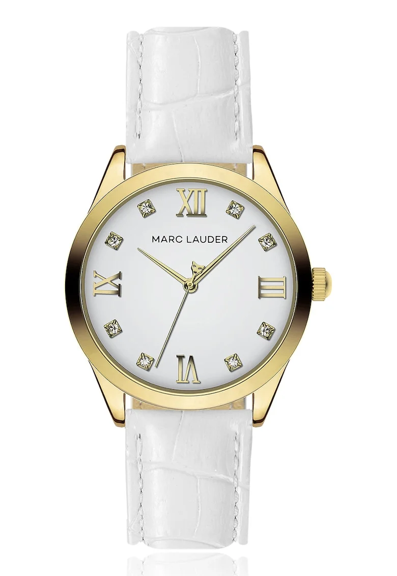 Ceas quartz cu curea din piele, Alb