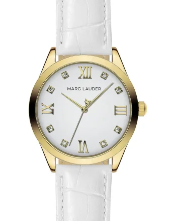 Ceas quartz cu curea din piele, Alb