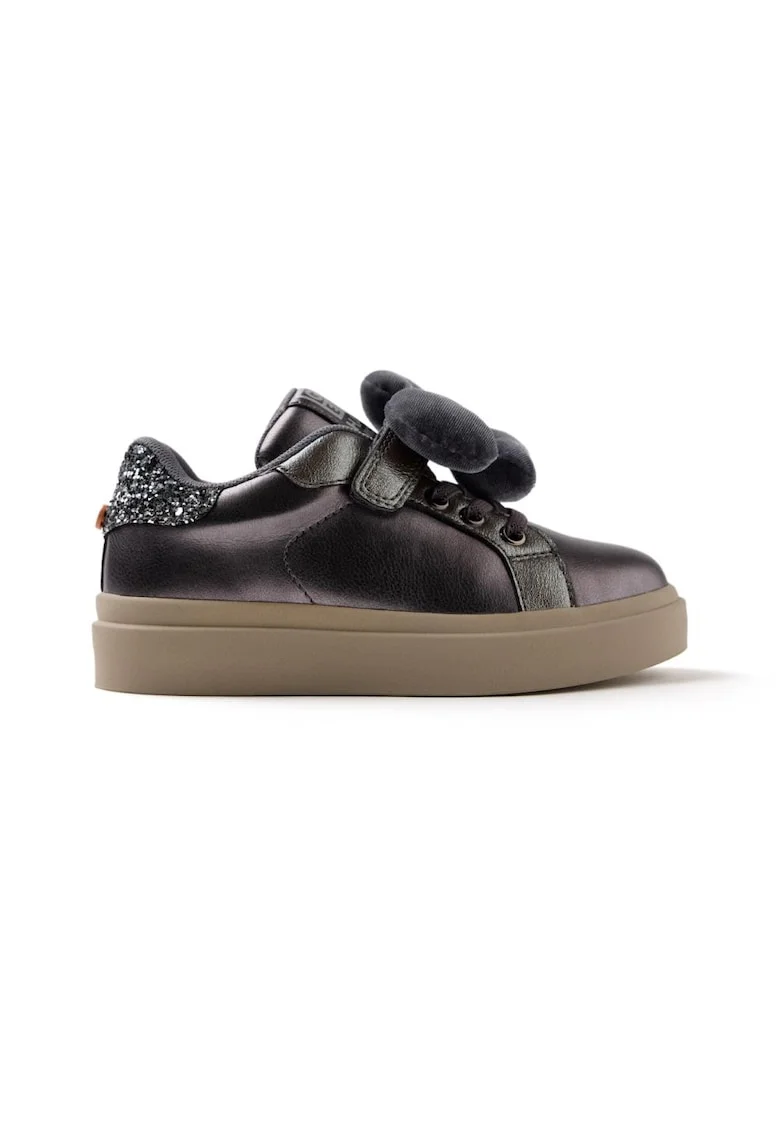 Pantofi sport de piele ecologica cu aplicatie florala Almont, Gri