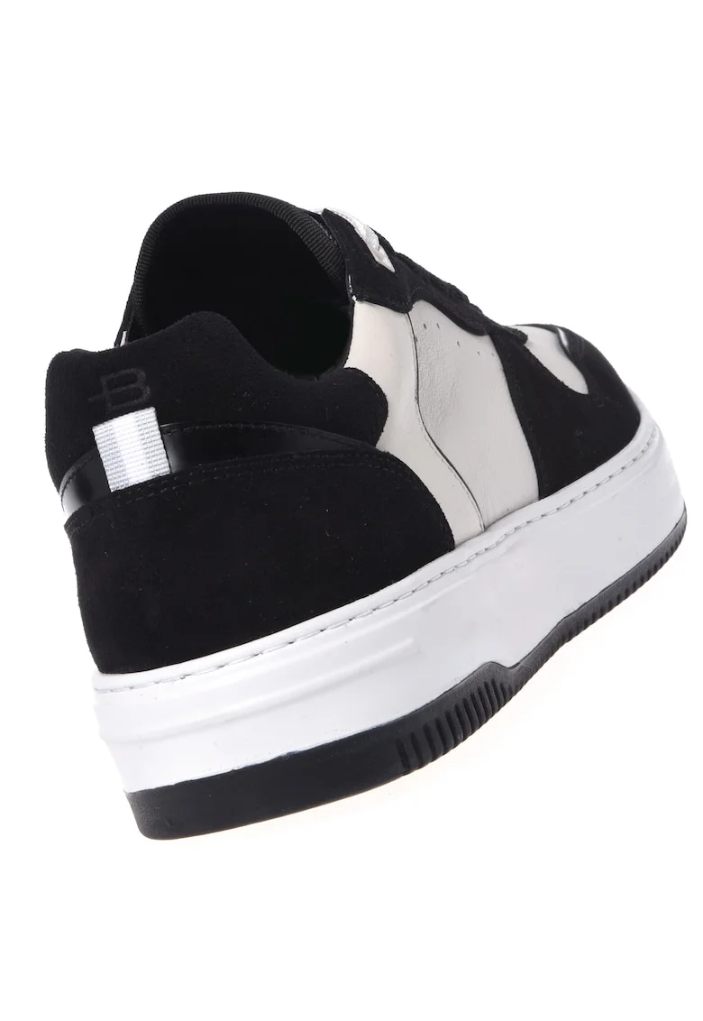 Pantofi sport cu garnituri de piele intoarsa, Alb/Negru