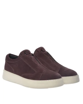 Pantofi sport low-cut de piele intoarsa, Visiniu