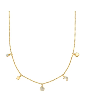 Colier de alama cu zirconia, Auriu