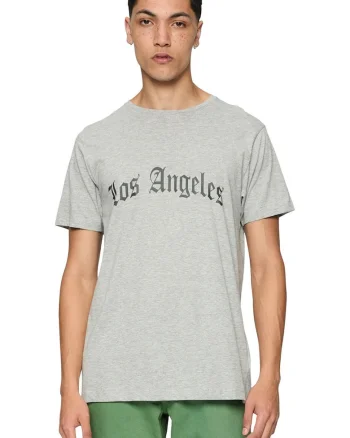 Tricou regular fit cu model text, Gri melange