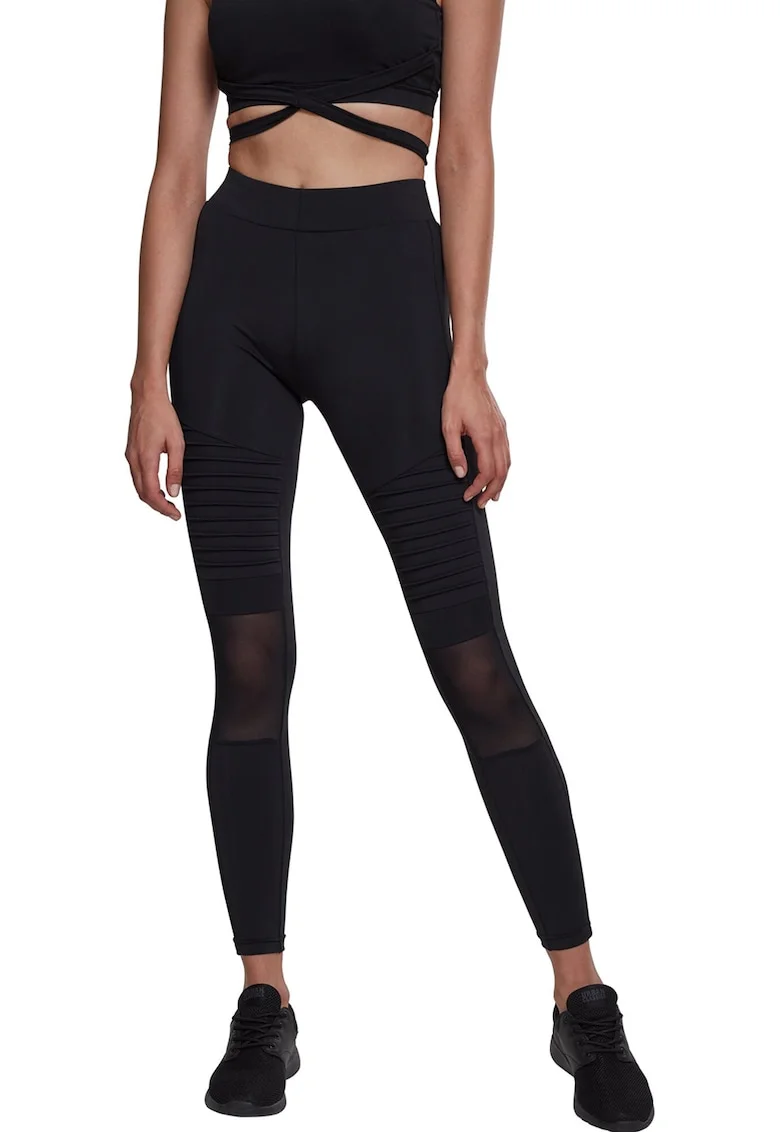 Colanti crop cu segmente din plasa, Negru