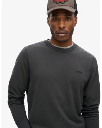 SUPERDRY, Bluza de trening cu model uni, Negru stins