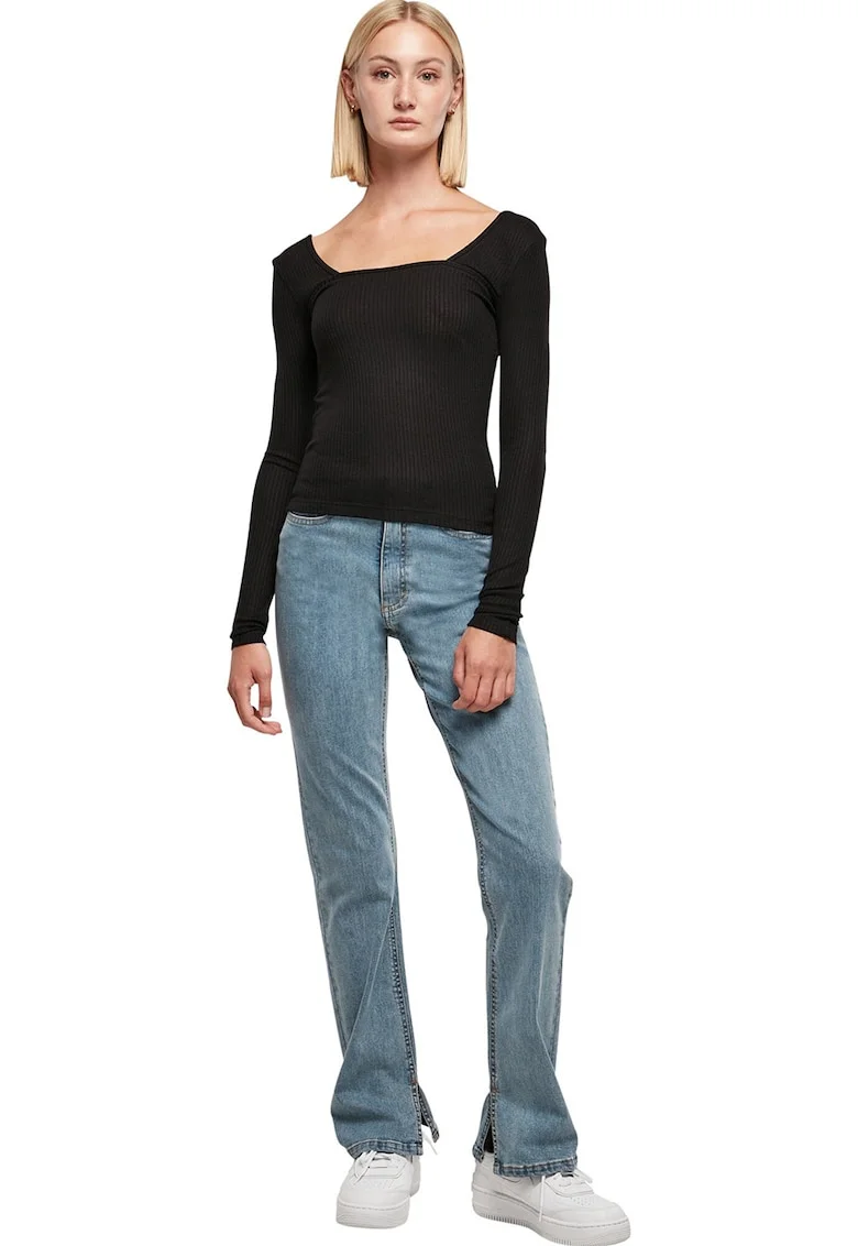 Bluza cu decolteu patrat, Negru