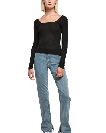 Bluza cu decolteu patrat, Negru