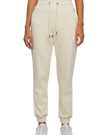 Pantaloni de trening cu snur de ajustare si talie inalta, Bej