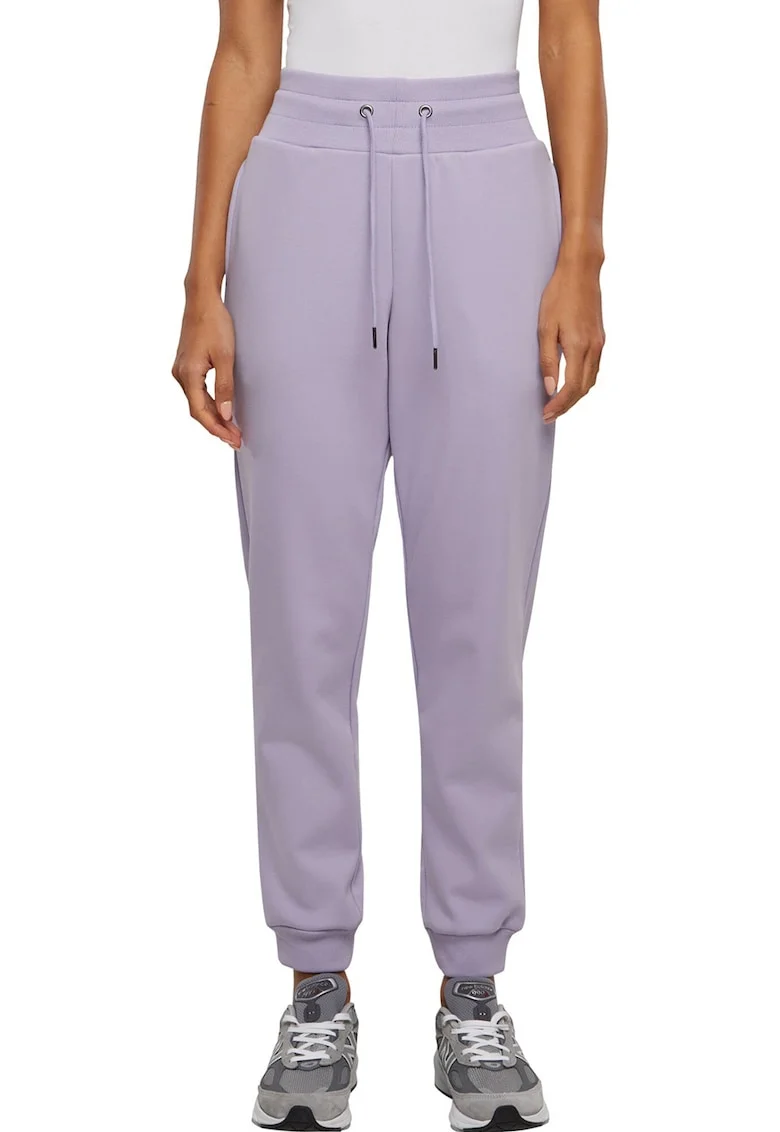 Pantaloni de trening cu snur de ajustare si talie inalta, Lila