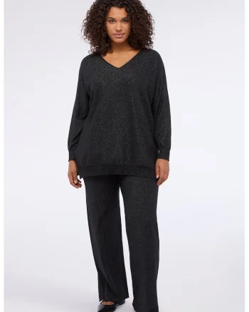 Pantaloni cu croiala ampla si snururi, Negru