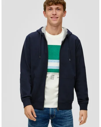 Hanorac regular-fit cu logo discret, Bleumarin