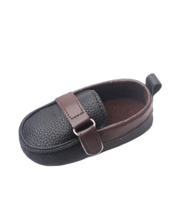 Pantofi  Tip Mocasini, Model Beldy, Elegant, Piele ecologica, Baieti, Fara inchidere, Negru, Maro