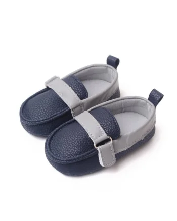 Pantofi SuperBebeShop, Model Beldy, Elegant, Piele ecologica, Baieti, Fara inchidere, Bleumarin