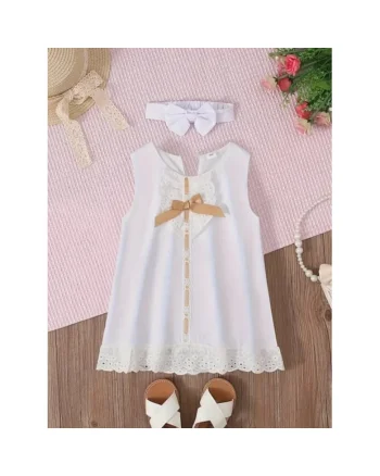 Rochie Eleganta  Model AL 11222 cu bentita, Alb, 3-6 luni,