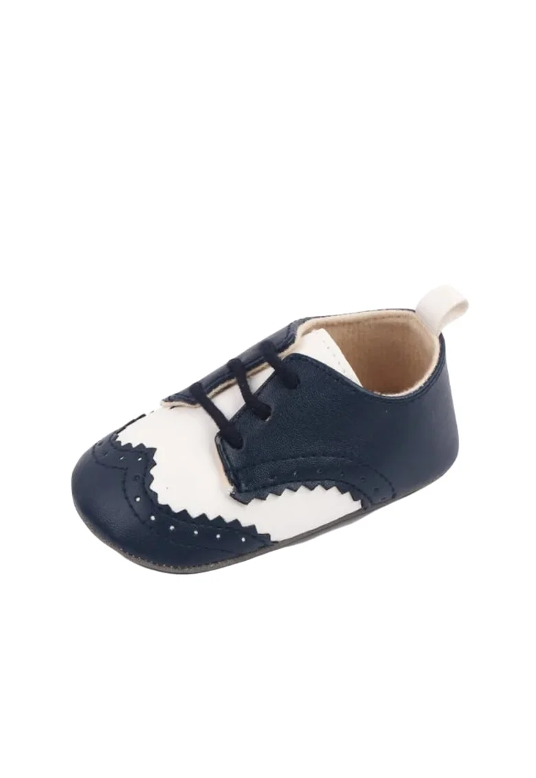 Pantofiori  Eleganti, Piele ecologica, Baieti, Alb/Bleumarin