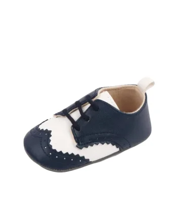 Pantofiori  Eleganti, Piele ecologica, Baieti, Alb/Bleumarin