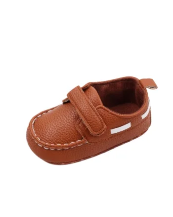 Pantofi  Model Ken, Elegant, Piele ecologica, Baieti, Velcro, Maro